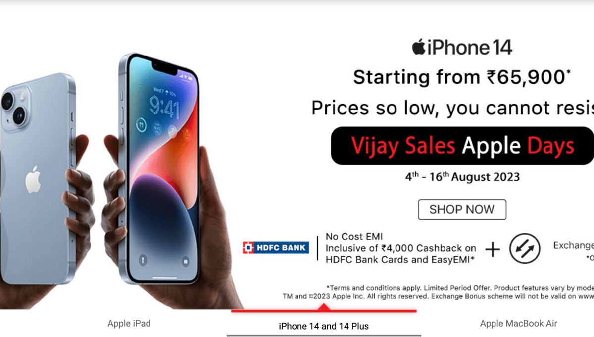 Vijay Sales Apple Days Date, Deals, Discounts, Offers, Cashbacks on Apple Iphone 14, Macbook Air and Pro, Ipad